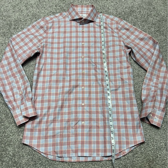 Emanuel Berg Shirt Mens M/L Blue Check Modern Fit Button Up Casual Dress Shirt - Picture 2 of 6